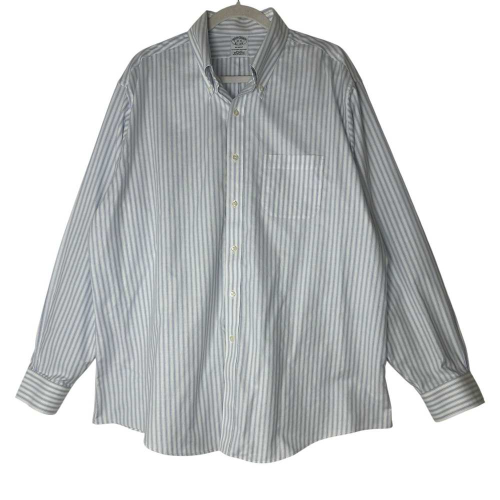 Brooks Brothers Men's Button Down Shirt 18-36 Blue Non Iron Supima Cotton Career